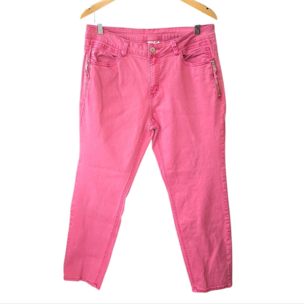 Ethyl Clothing Pink Red Acid Wash Ankle Jeans 12